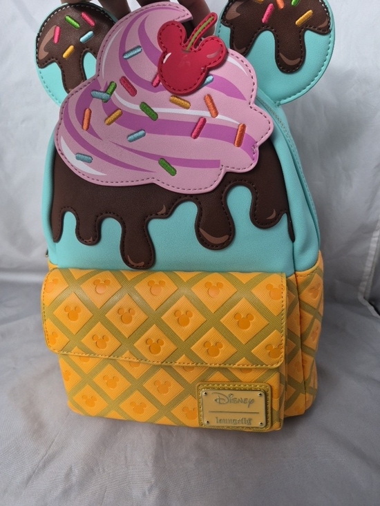 Loungefly Kids Ice Cream Sundae Mini Backpack Waffle Cone Pink, Aqua & Yellow main image 3